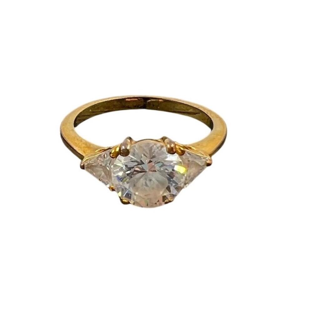 Antique Gold Tone‎ Cubic Zirconia Engagement Style Fairytale Ring Size 9